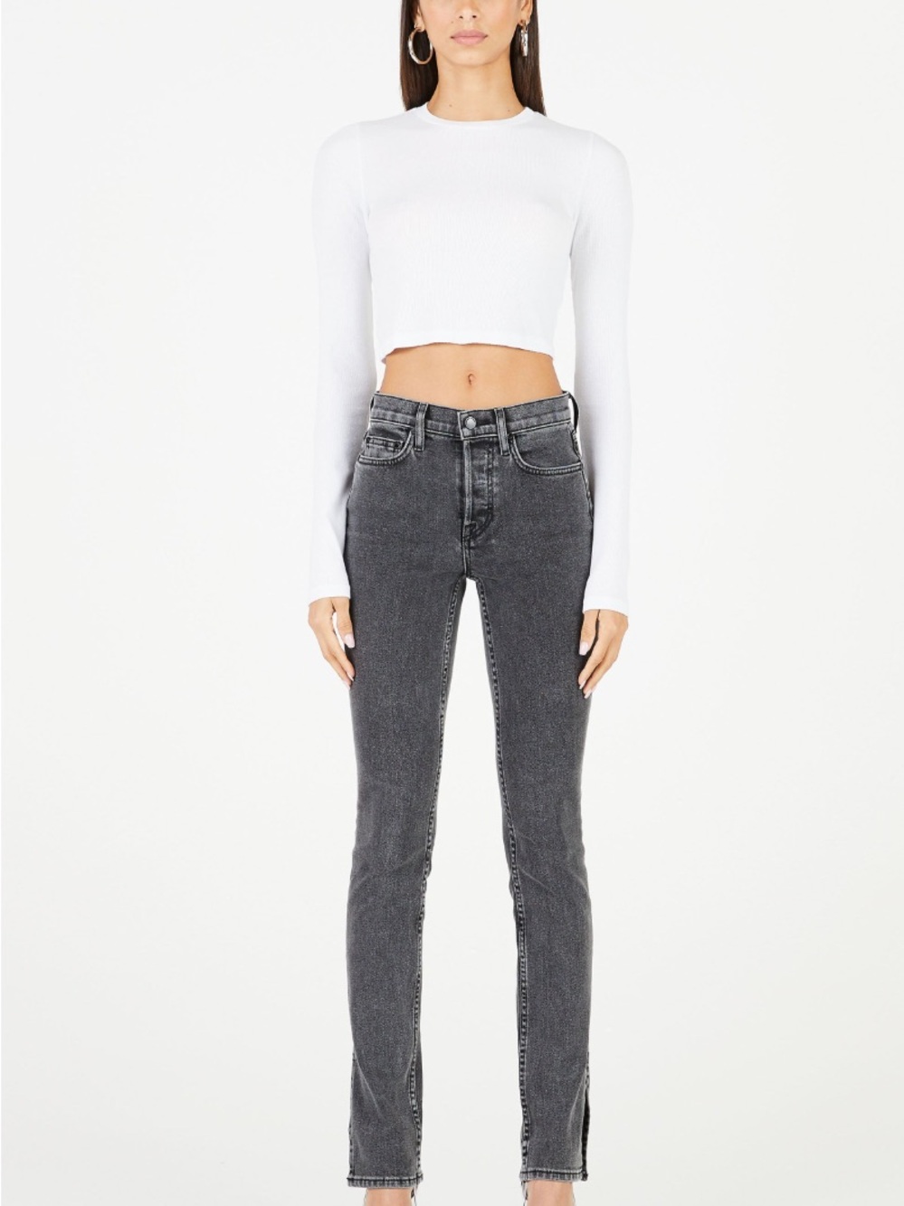 WeWoreWhat Grey Washed Straight-Leg Jeans